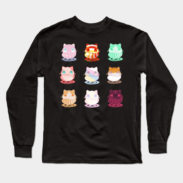 Set of kawaii candy cats real breeds and fantasy cat Long Sleeve T-Shirt by astronauticarte